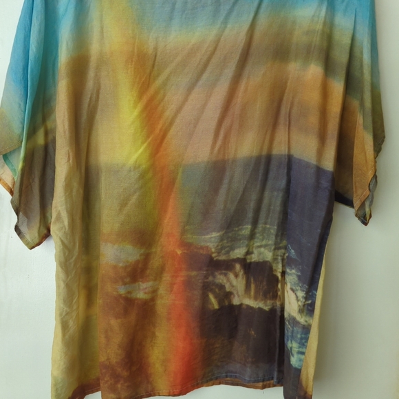 Anthropologie HD in Paris Silk Blend Photo Print Blouse L - Picture 6 of 8